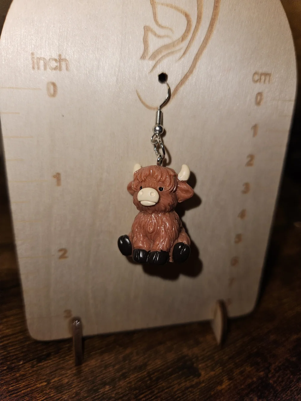 Brown Highland Cow Dangle Earrings for Kids - Cute Animal Jewelry